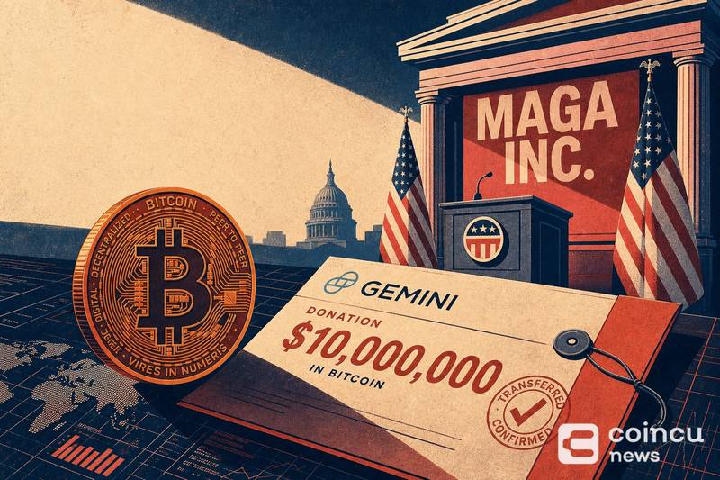 Gemini捐1000万比特币给MAGA Inc.引发政经关注