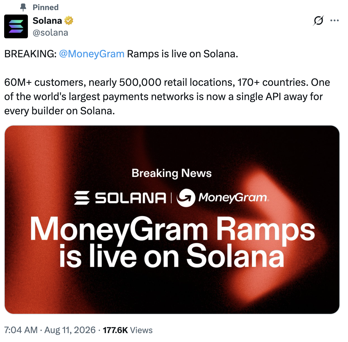 MoneyGram拓展Solana支付生态，打通法币加密互兑通道