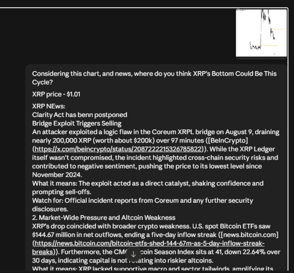 XRP价格承压至1美元 关键支撑位成焦点