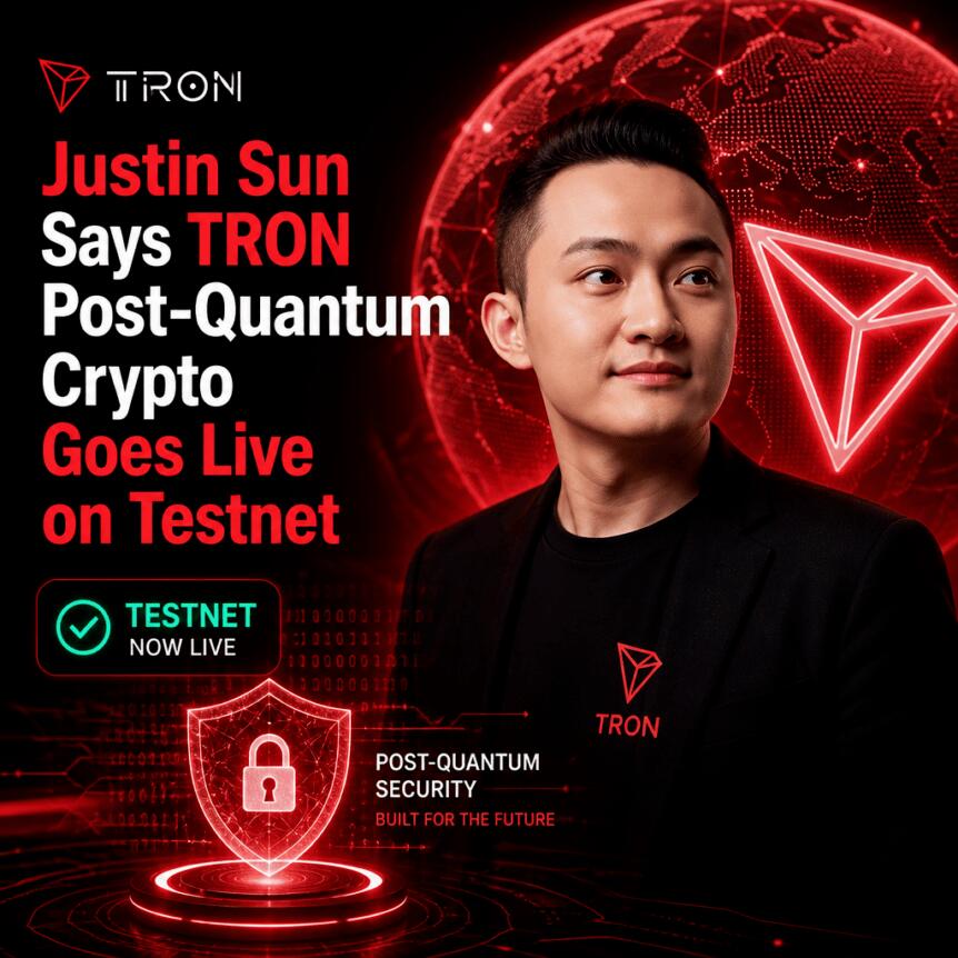 孙宇晨表示：TRON后量子密码已上线测试网