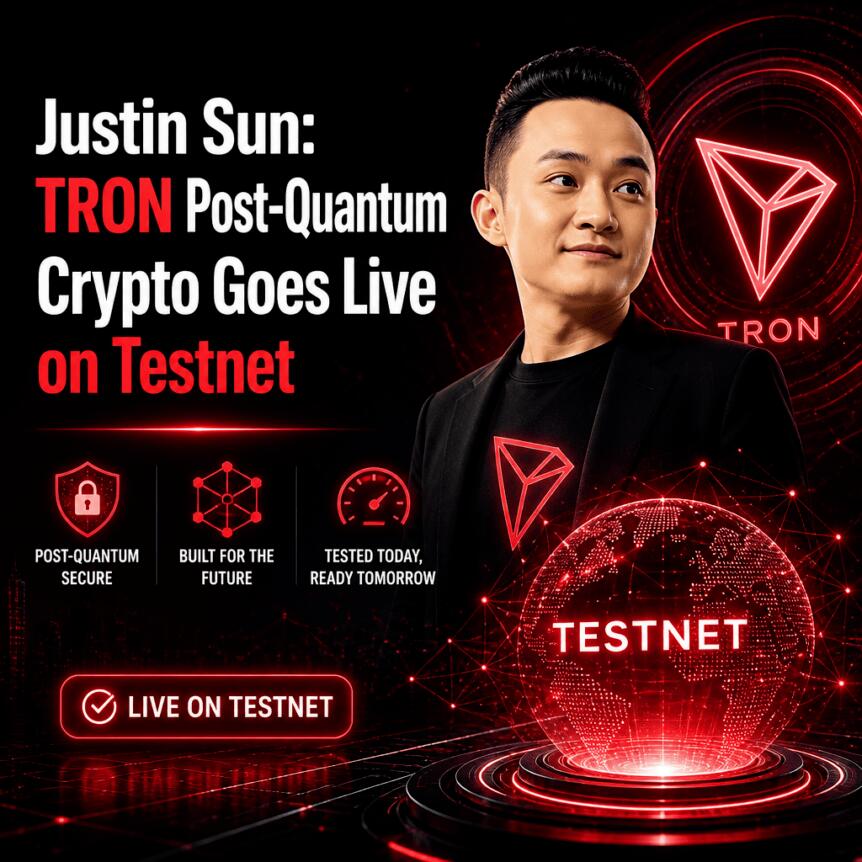 孙宇晨：TRON后量子密码学已上线测试网